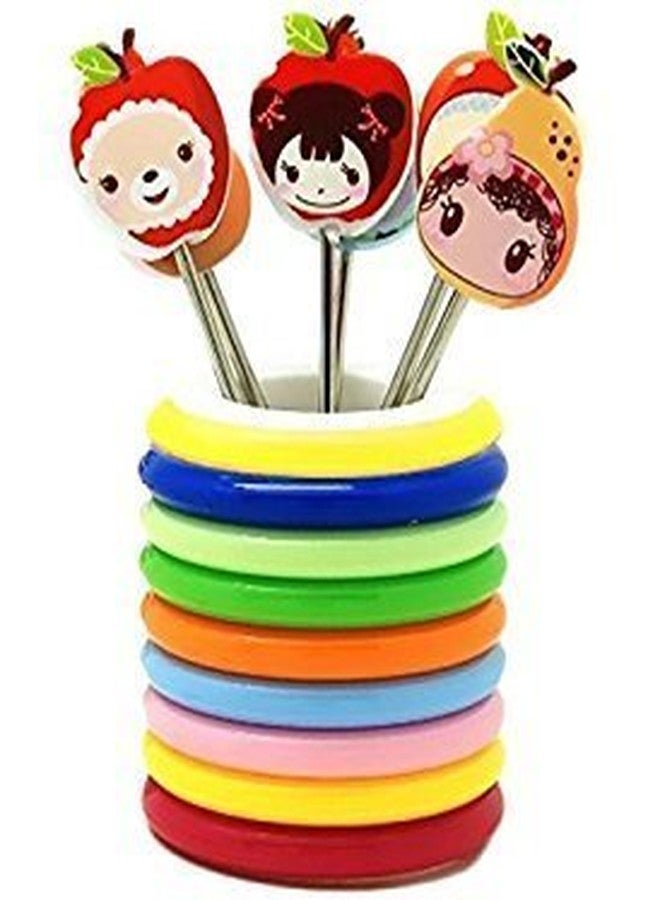 miRim Fruit Fork Stand with Cartoon Shape Fruit Forks for Party, Home or Décor - Image 1